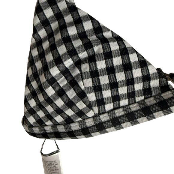 Mara Hoffman Astrid Black White Gingham Plaid Triangle Bikini Swim Top Size L - Picture 2 of 7